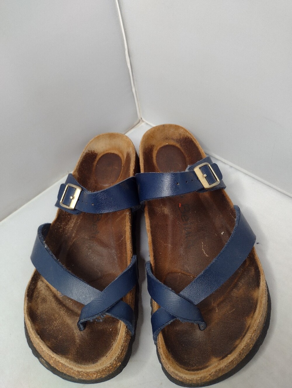 Birkenstock Betula Mia Sandal Women 38 Navy Cork Comfort Strappy A23
